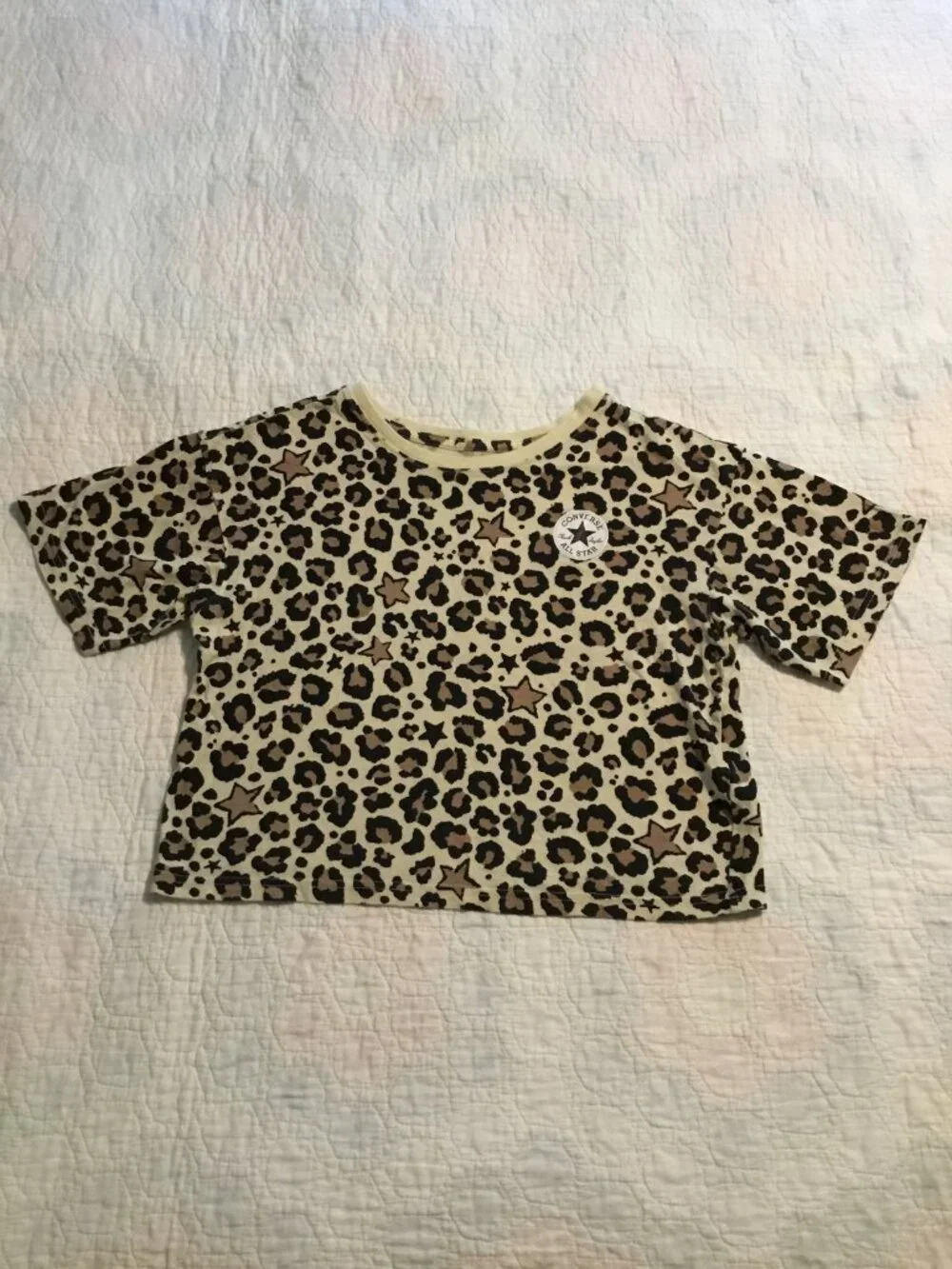 CONVERSE - Crop Top Cheetah Print T-shirt - Size: Girls M (10-12)